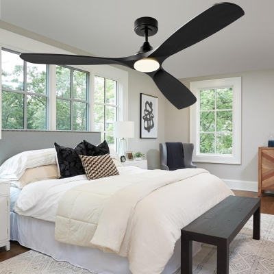 60 in. Contemporary Smart Ceiling Fan with Light, Black Remote Control Fan with Alexa and APP Control for Bedroom Dining Room, Wood Quiet Ceiling Fans