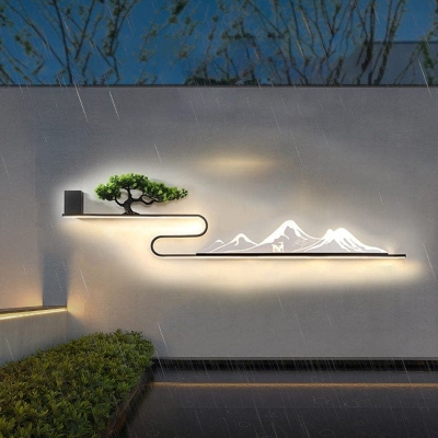 Decorative Solar Wall Light with Waterproof Performance, High Transmittance Acrylic Lampshade, 3D Pine Tree Design, Efficient Solar Panel for Outdoor Use