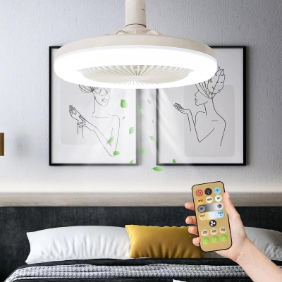 Light Socket Fan with Remote, Mini Ceiling Fan with Lights, Enclosed Ceiling Fan Light for Kids Room Garage