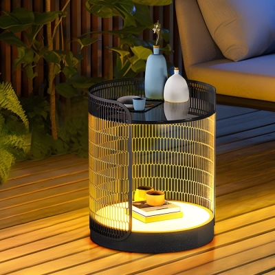 Versatile Outdoor Floor Lamp/Table with Hardwired &amp; Solar Options, High-Efficiency Charging, IP65 Waterproof, Durable Stainless Steel Body