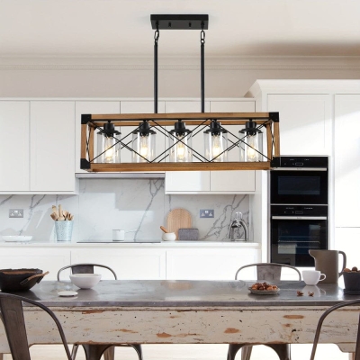 5-Light Kitchen Island Pendant Light, Farmhouse Pendant Fixture for Dining Room, Retro Pendant Light Fixture for Living Room Dining Room