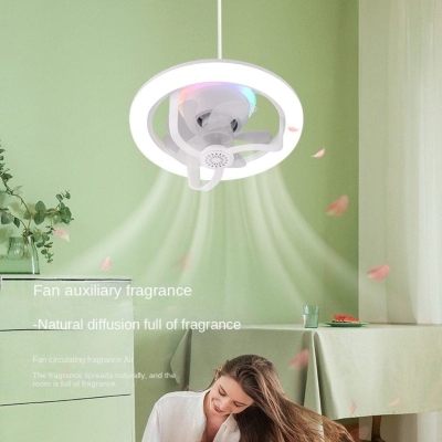 10 in. Small Portable Socket Light Fan, LED Dimmable Ceiling Fan with Light Remote Control, Modern Silent Indoor Flush Mount Ceiling Fan