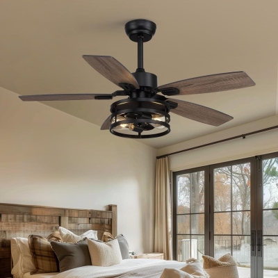 42 in. Indoor Outdoor Caged Remote Control Ceiling Fan and Light APP Control, Small Ceiling Fan for Bedroom Living Room Fan, Outdoor Patio Fans