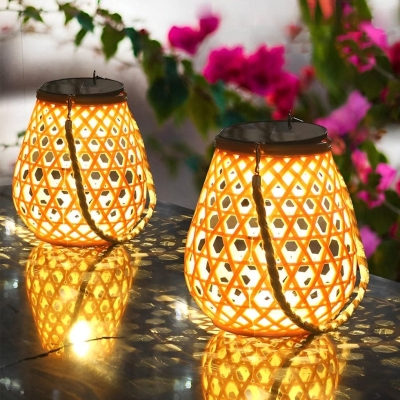 Solar-Powered Imitation Bamboo Lantern, Outdoor Hanging Lights with USB Charging for Garden, Patio, and Yard Decoration, Auto On/Off at Night