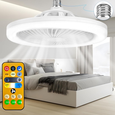 10 in. Socket Ceiling Fan for Bedroom Kitchen, White Remote Control Ceiling Fan and Light, Mini Outdoor Patio Ceiling Fans