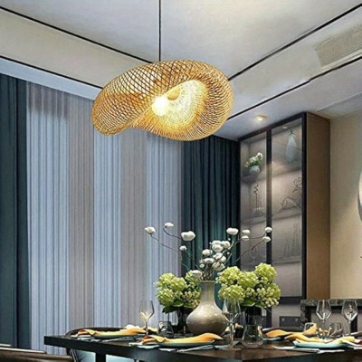 Bamboo Pendant Light, Nest Shape Pendant Light, Hanging  Ceiling Lighting Fixture for Living Room Bedroom Restaurant Cafe