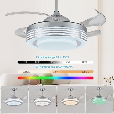 Bluetooth Ceiling Fan with Light and Speaker APP Control, Modern RGB Retractable Fandelier, Quiet Chandelier Fan for Living Room Bedroom