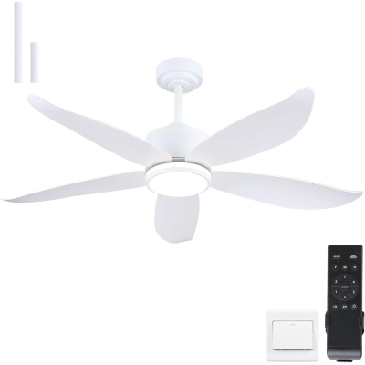 48 in. White Ceiling Fan with Lights and Remote, Dimmable Ring Modern Ceiling Fan with 5 Reversible Blades for Bedroom Dining Room