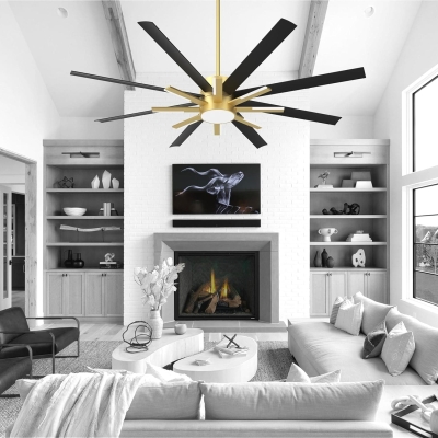 72 in. Large Ceiling Fans, Outdoor Ceiling Fan with Light Remote for Patio, Contemporary Modern Ceiling Fan for Living Room, Black and Gold Ceiling Fan
