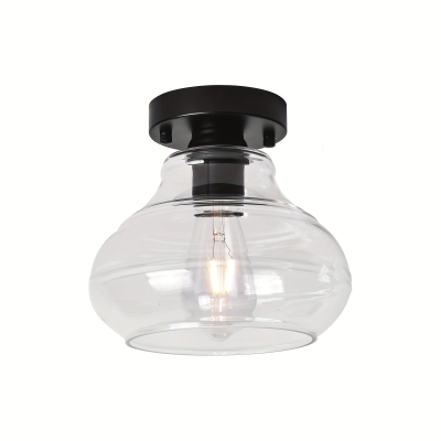 Industrial Farmhouse Semi Flush Mount Ceiling Light with Clear Glass for Hallway Entryway Closet