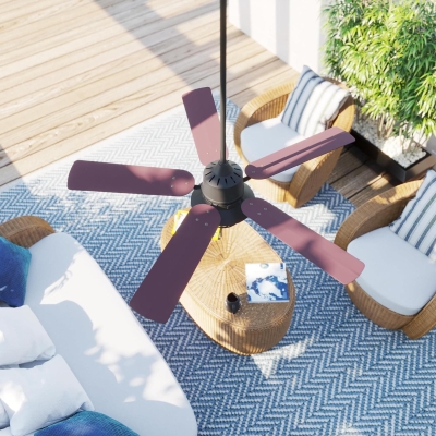 52 in. Recessed Ceiling Fan, LED Indoor Outdoor Ceiling Fan with Light and Remote, Reversible Ceiling Fan Summer Winter, Rosewood Bronze Ceiling Fan