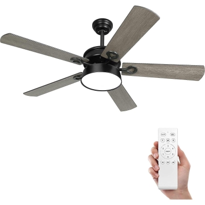 52 in. Farmhouse Ceiling Fan with Lights and Remote, Outdoor Ceiling Fan for Patio, Indoor Modern Black Ceiling Fan for Living Room Bedroom Dining Room