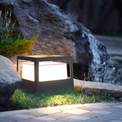 Durable Frosted Aluminum Outdoor Garden Light with Double Layer Waterproof Lampshade for Driveway, Patio, Walkway, and Landscape Decoration