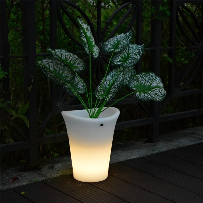 Versatile Luminous Flowerpot Light, Hardwired &amp; Solar-Powered Options, Waterproof, Durable, with Drainage Holes for Real or Artificial Plants