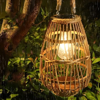 Versatile Rattan Solar Garden Light, Waterproof Outdoor Lantern for Patio, Deck, and Garden, Auto On/Off, Ideal for Trees and Pathways