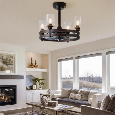 21 in. Farmhouse Ceiling Fan, Black Caged Ceiling Fan with Light and Remote, Indoor Ceiling Fan for Bedroom Kitchen Dining Room, Bronze Ceiling Fan