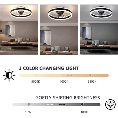 Low Ceiling Fan and Light, Fandelier Flush Mount with Light and Remotrol, Reversible LED Ceiling Fan and Light, Smart Fans for Bedroom Living Room