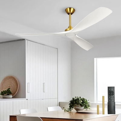 60 in. Ceiling Fan with Remote Control, White and Gold Ceiling Fans without Lights, Indoor Outdoor Reversible Quiet Ceiling Fans for Bedroom Living Room