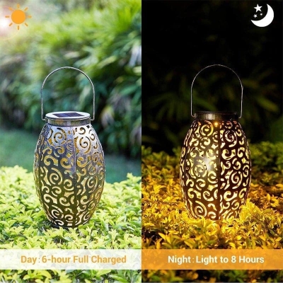 Solar-Powered Traditional Lantern-Style Outdoor Decorative Light with Easy-to-Hang Handle for Courtyards, Gardens, and Pathways, Energy Saving