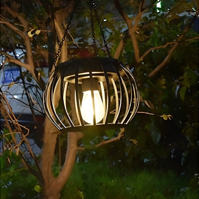 Rustic Hanging Solar Lanterns for Outdoor Decor, Iron &amp; ABS Material, Auto-Charging, Perfect for Patio, Porch, Halloween, and Christmas