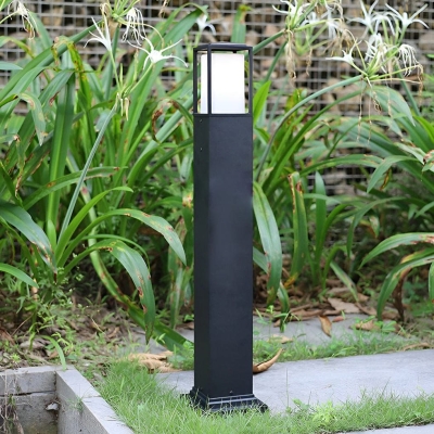 31.49 in. H Aluminum Black Bollard Pathway Lights with PC Lampshade, Stainless Steel Screws, and Easy Access Holes for Simple Installation