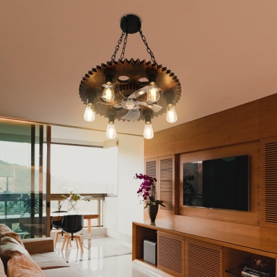Farmhouse Ceiling Fan with Light and Remote Control, Retro Ceiling Fan with Lights for Living Room, Copper Vintage Ceiling Fans