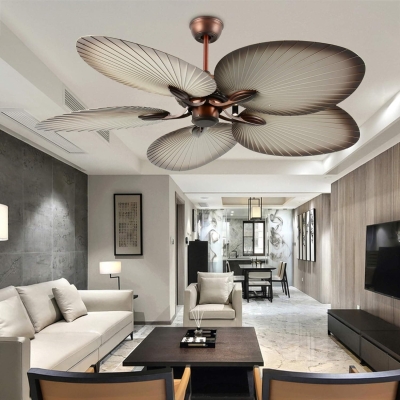 52 in. Tropical Ceiling Fans without Lights, Palm Leaf Ceiling Fan with Remote, 5 Blade Reversible Fan in Winter Summer for Indoor Outdoor Use