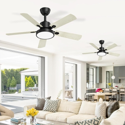 52 in. Ceiling Fans with Lights and Remote, Indoor Outdoor Black Outdoor Fan, Outdoor Ceiling Fan with Light for Patio Bedroom Living Room