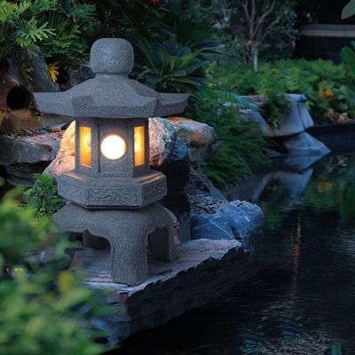 Antique Asian Style Resin Lawn Lamp with High-Color LED, Waterproof for Gardens, Patios, Walkways, and Driveways, Durable and Energy Saving