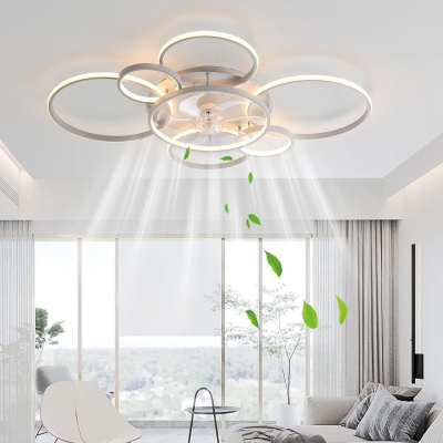 41 in. Modern Ceiling Fan with Light for Living Room, Flush Mount Ceiling Fan with Dimmable LED Light and Remote Control for Kids Room Bedroom