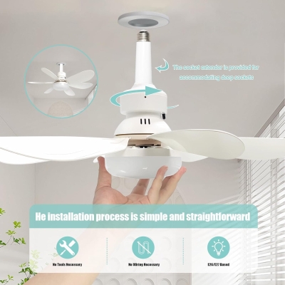 Socket Fan Light, Small Ceiling Fan with Light and Remote, Dimmable Mini Ceiling Fan for Bedroom Kitchen, Garage Ceiling Fan