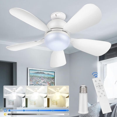 Modern Socket Fan Light, Small Ceiling Fan with Lights and Remote, Screw In Light Socket Fan