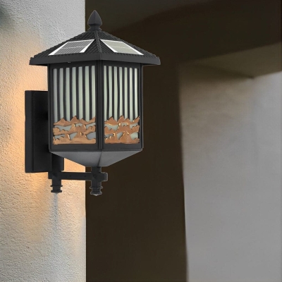 Durable Outdoor Wall Light with Die-Cast Aluminum and Frosted Glass, Waterproof, Rustproof, Wired and Solar Options for Porch and Patio