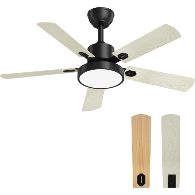 52 in. Ceiling Fans with Lights and Remote, Indoor Outdoor Black Outdoor Fan, Outdoor Ceiling Fan with Light for Patio Bedroom Living Room