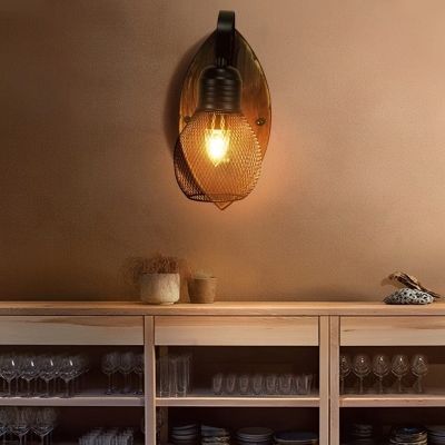 Vintage Black Industrial Style Wall Sconce with Iron and Wood, E27 Bulb Compatible, Perfect for Bedroom, Living Room, Hallway, and Cafe Decor