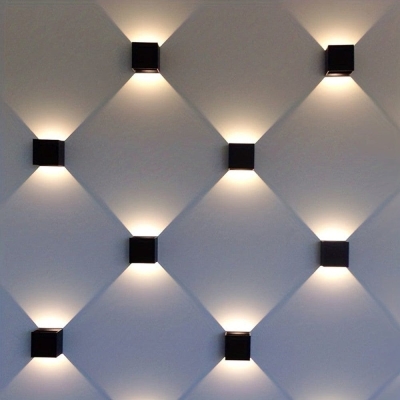 Modern Outdoor Up and Down Wall Sconce Fixture for Courtyard Stair Garden, Outdoor Exterior Square Black Wall Light for Porch Patio Pathway Passway Garage Wall