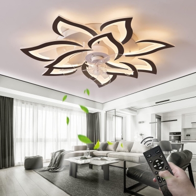 32 in. Remote Control Ceiling Fan and Light, Modern Flush Mount Ceiling Fan, Ceiling Fan without Blades for Kids Room Living Room