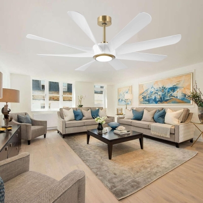 60 in. Modern White Gold Smart Wi-Fi Alexa Ceiling Fan with Light Remote, Indoor Reversible Quiet Ceiling Fans with Light