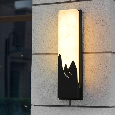 Stylish Stainless Steel &amp; Imitation Marble Outdoor Wall Lamp with Warm LED Light, Waterproof, Rustproof, Energy-Saving, Perfect for Home Decor