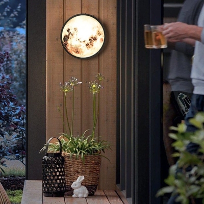 Round Moon Shape Outdoor Wall Sconces with High Transmittance Glass, Energy-Saving LED, Waterproof, Dustproof, and Insect-Proof for a Cozy Ambience