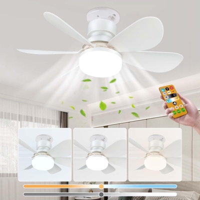 20 in. Screwin Small Cordless Ceiling Fan with Light for Bedroom Kitchen Workshop, Socket Fan Light with Remote