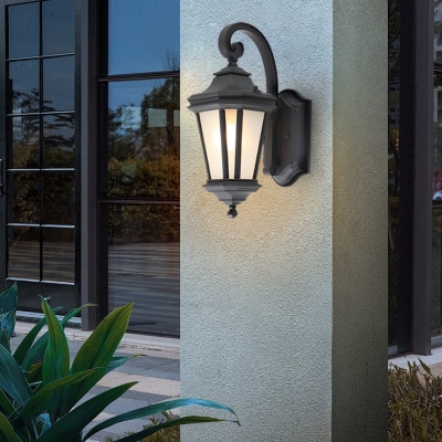 Elegant Vintage Waterproof Outdoor Wall Light with Aluminum Body and Glass Lampshade, Perfect for Garage Doorways, Front Porches, and Yards
