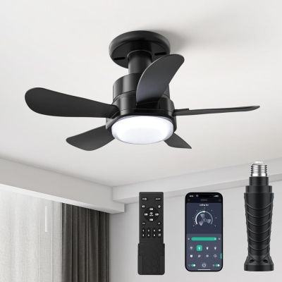Black Socket Fan Lights with Remote and APP Control, Light Socket Fan, Bedroom Living Room Kitchen Office Garage Ceiling Fans for Low Ceiling