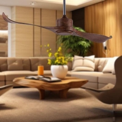 Contemporary Elegant 2-Blade Ceiling Fan with Remote and Wall Control, 5 Speed Settings