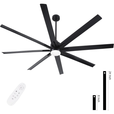 72 in. Large Outdoor Ceiling Fans with Remote and Light, Black Contemporary Dimmable Ceiling Fan, Industrial Ceiling Fans for Indoor Outdoor Use.