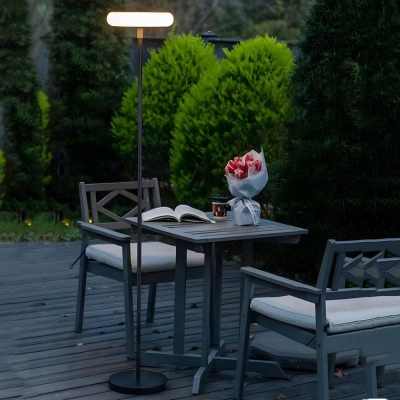 Sleek 68 in. Modern Solar Outdoor Floor Lamp with Warm White LED Light, Aluminum &amp; PE Construction, USB Charging Option for Patios &amp; Terraces