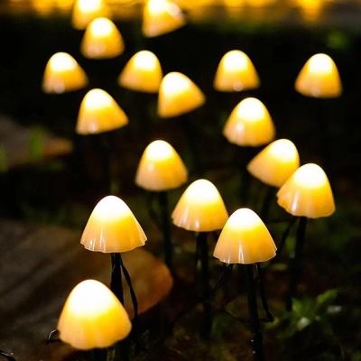 Solar-Powered Mushroom LED String Lights for Garden, Patio, and Holiday Decor, 16.4ft, Yellow &amp; RGB Options, 8 Modes, Energy Efficient