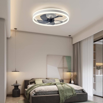 20 in. Flush Mount LED Dimmable Ceiling Fan, Low Ceiling Fan with Lights and Remote, Pure White Fandelier Ceiling Fan