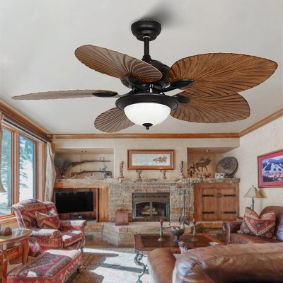 52 in. Palm Leaf Ceiling Fan, Indoor Outdoor Tropical Ceiling Fans, Outdoor Farmhouse Ceiling Fan with Light and Remote, Chandelier Fan for Bedroom Kitchen