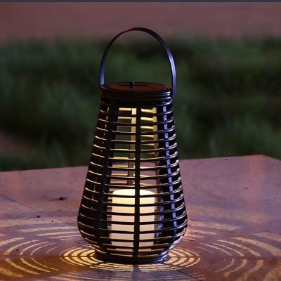 Elegant PVC Solar Outdoor Lantern with Weaving Technology, Perfect for Patios, Gardens, and Pathways, Warm Glow and Charming Hollow Pattern